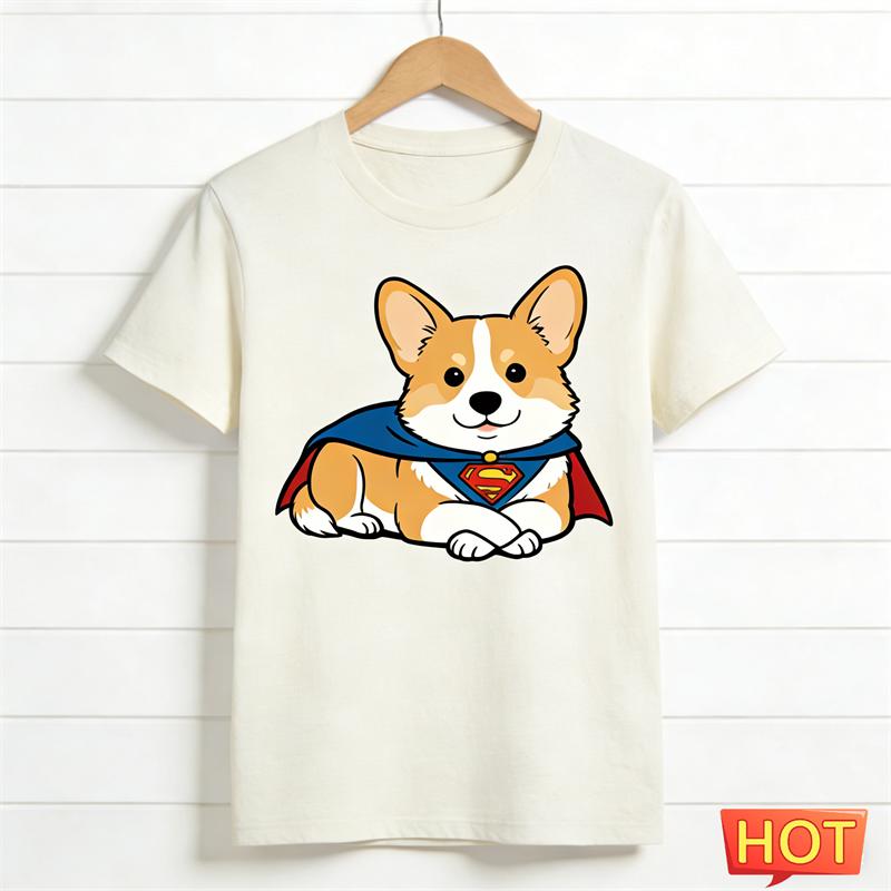 Summer Cute T Shirts Fashion Short Sleeve Funny Dog Crew Neck T-shirts Casual
