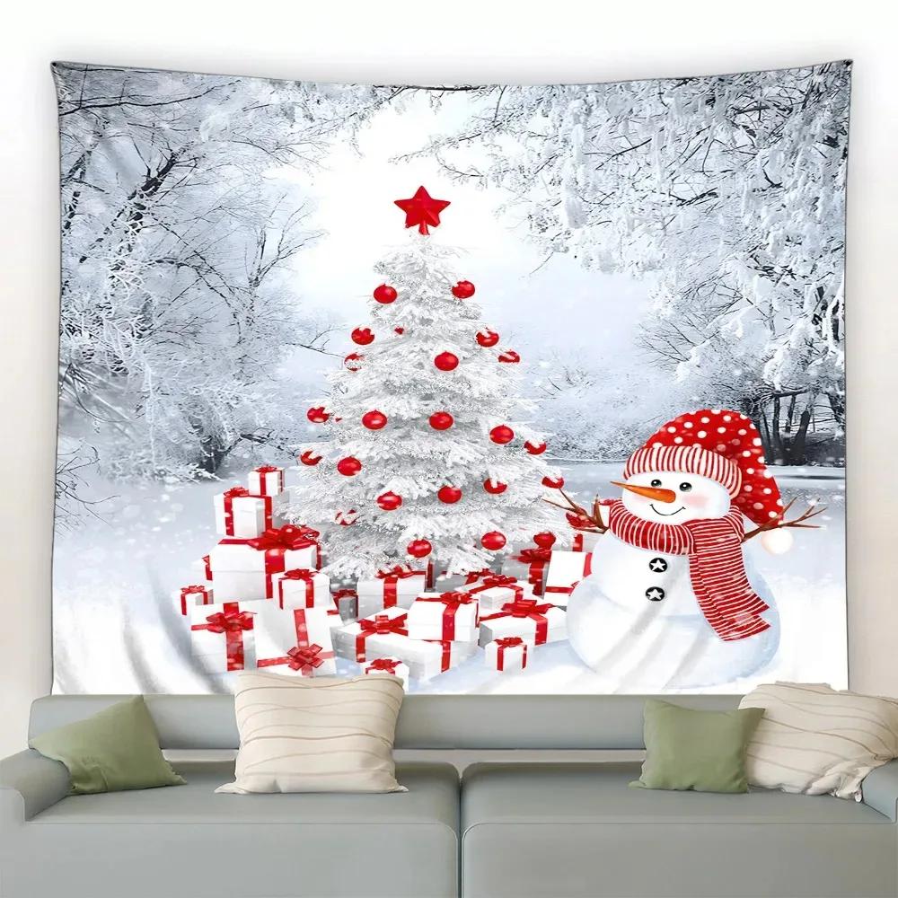 Christmas Cartoon Snowman Snowing Tapestry Living Room Sofa Home Decoration Christmas Gift