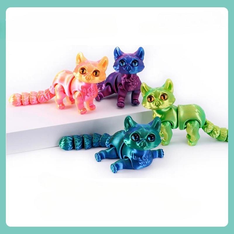 3D Printed cat Toy Articulated Cat with Flexible Joints Stress Relief Desktop Pet Fidget Toy for Play And Display Kids Gift