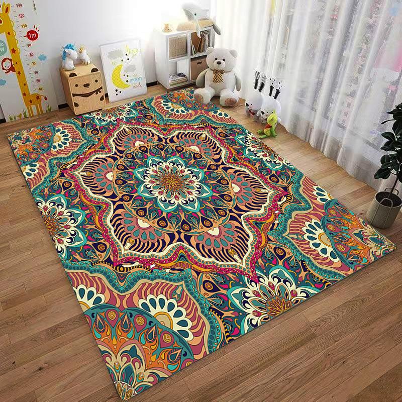Bohemian Style Rug with Elegant Floral Pattern Suitable for use as an anti-slip game mat for living room and bedroom sofas