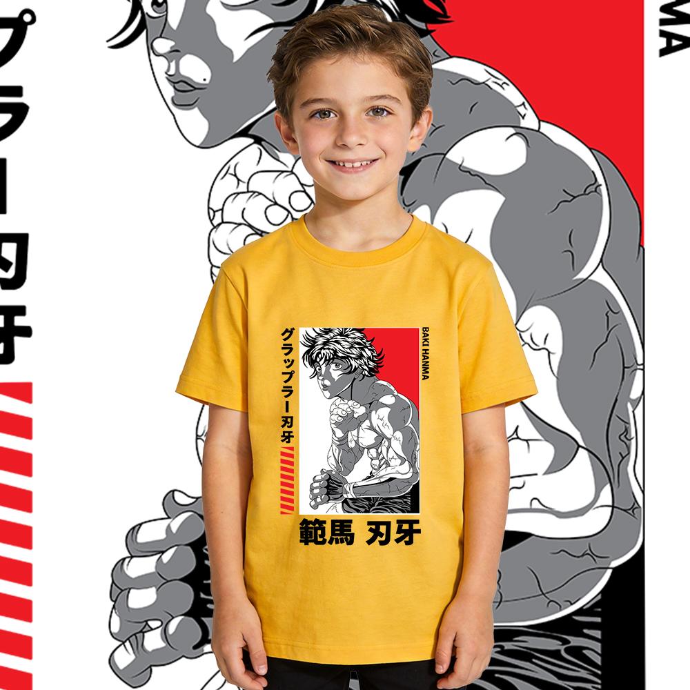 Baki Hanma Anime Print Cotton T Shirts for Boys Girls Kids Summer Short Sleeve Casual Soft Breathable Childrens Tee Top