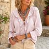 BITCED Women's Fashion Casual V-Neck Long Sleeve Blouses & Shirts