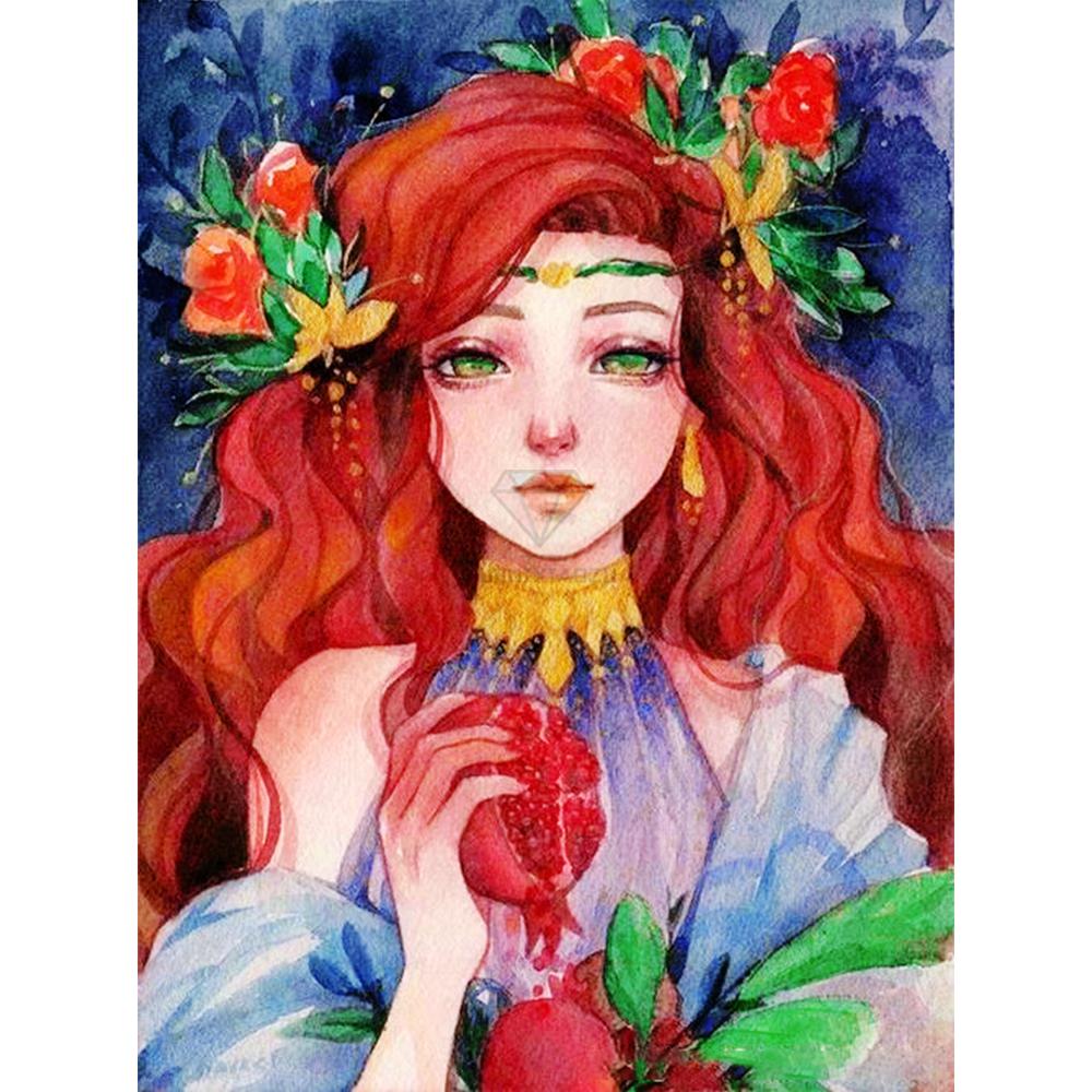 5D Diamond Painting Cartoon Girl Portrait Full Round Diamond Embroidered Mosaic Set Home Decoration