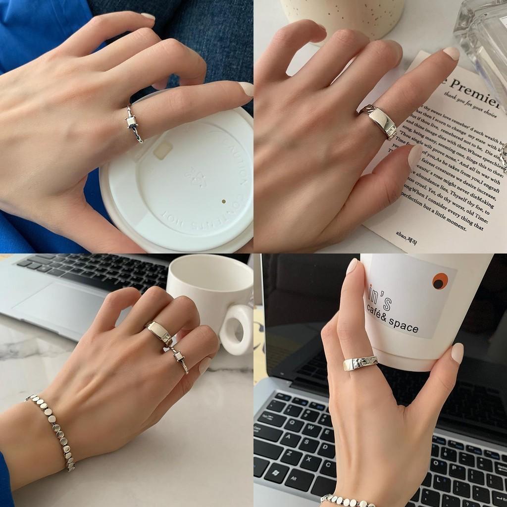Stylish 925 Silver Ring For Women Minimalist Smooth Surface Square Geometric Shape