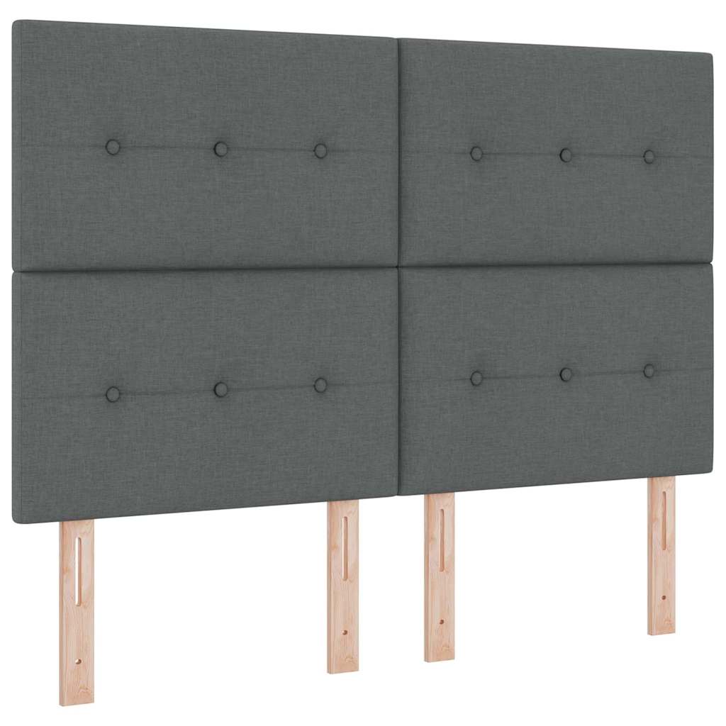 LED Box Spring Bed with Mattress Dark Gray 140 x 190 cm Fabric