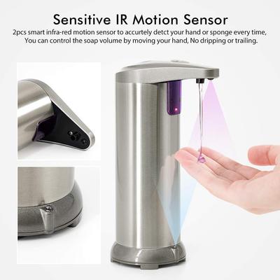 Soap Dispenser, Touchless Automatic Soap Dispenser, Infrared Motion Sensor Stainless Steel Hands-free Auto with Waterproof Base