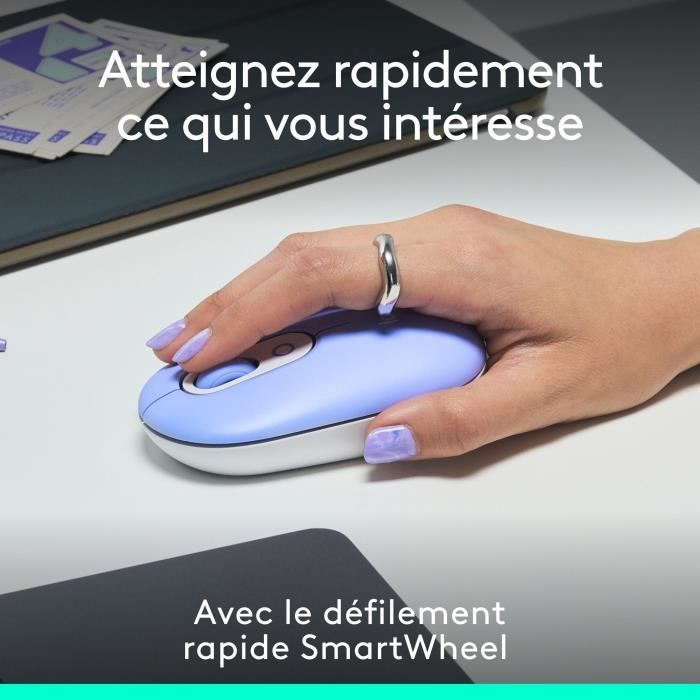 Souris - sans fil - logitech - pop mouse - lilas