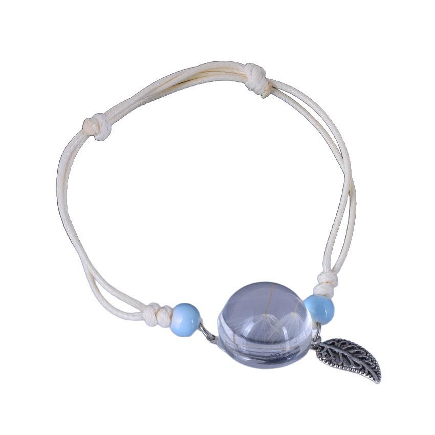 Adjustable Dried Flower Bracelet: Glass Ball with Dandelion & Baby's Breath, Perfect Gift for Best Friends & Couples
