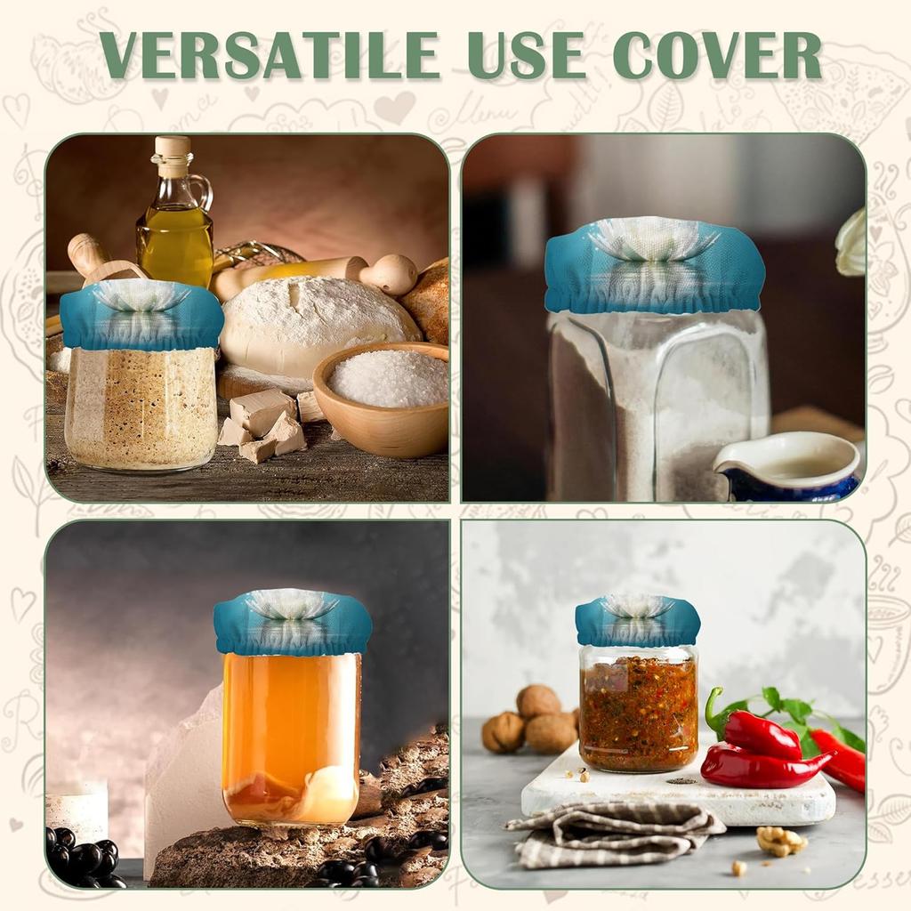 Sourdough Starter Cloth Covers Jars,Water Lotus Fermentation Cheese Fabric Lids,Fit Jars Mouth from 3-4 inch, 5 Pack