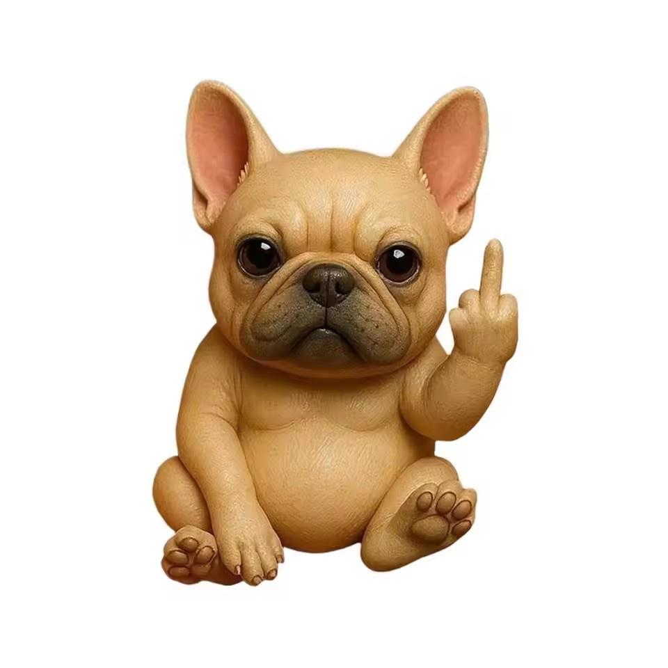 Fun Middle Finger Mini Animal Statue Mini Dog Cat Frog Cute Animal Home Office Desktop Decoration Accessories Model Decor