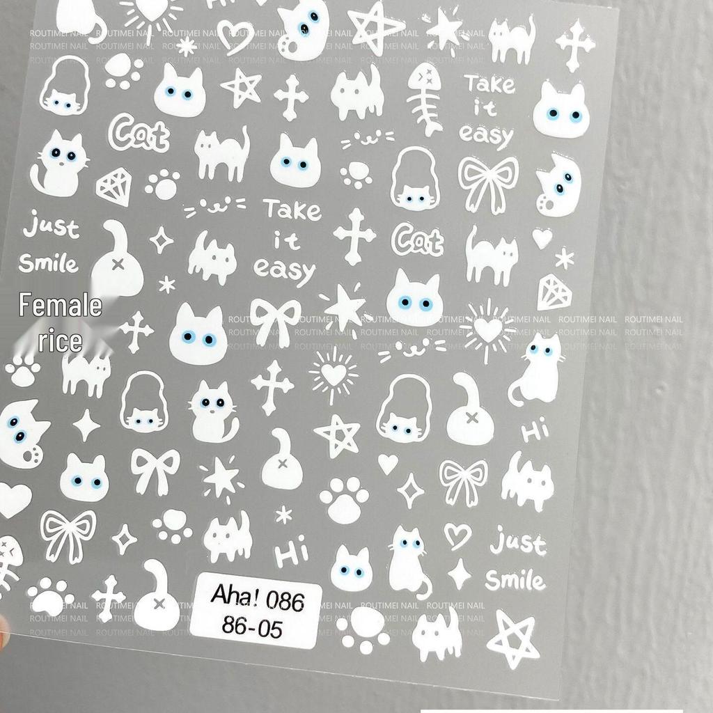 AHa! Samolepky s kočkami - Nové roztomilé kreslené koťátko samolepicí nail art
