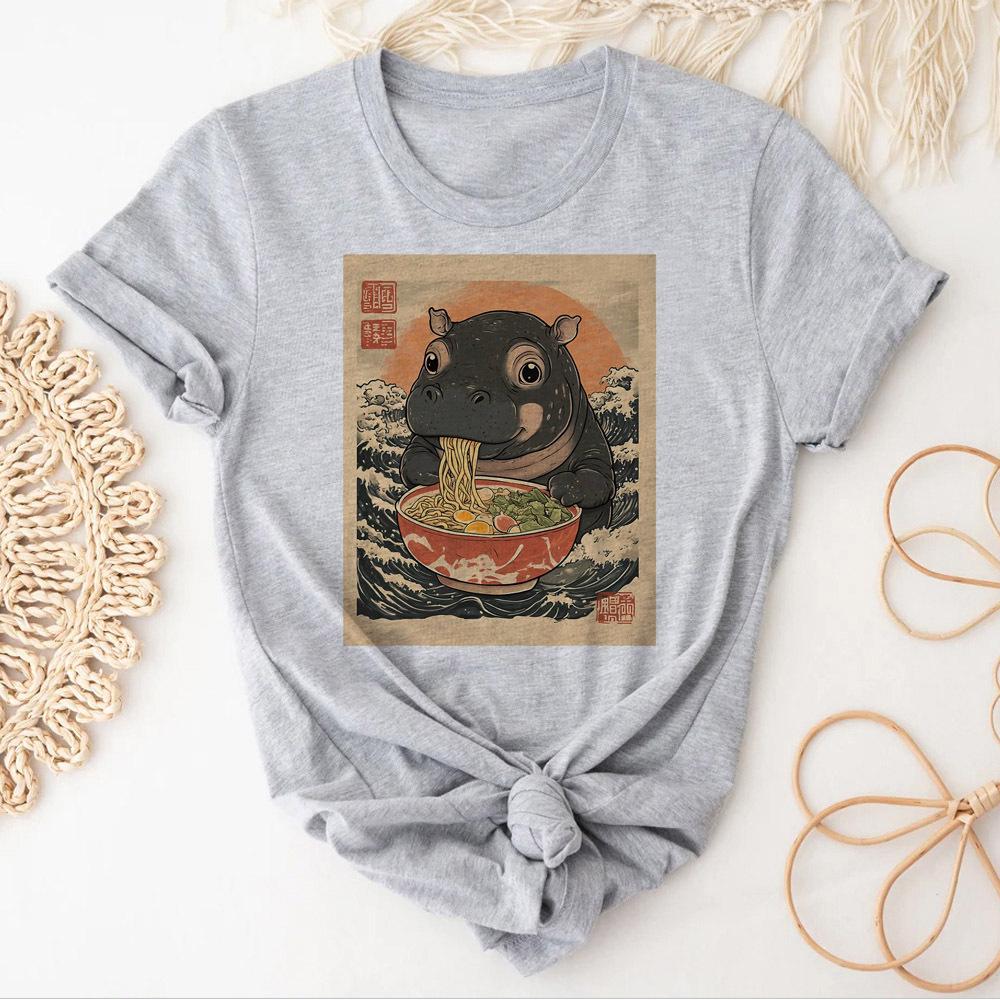 Moo Deng Girl Grunge Digital 2000s Pastel Harajuku  Korean Clothes T-shirt Gothic Pastel Colorful Vintage Retro Breathable