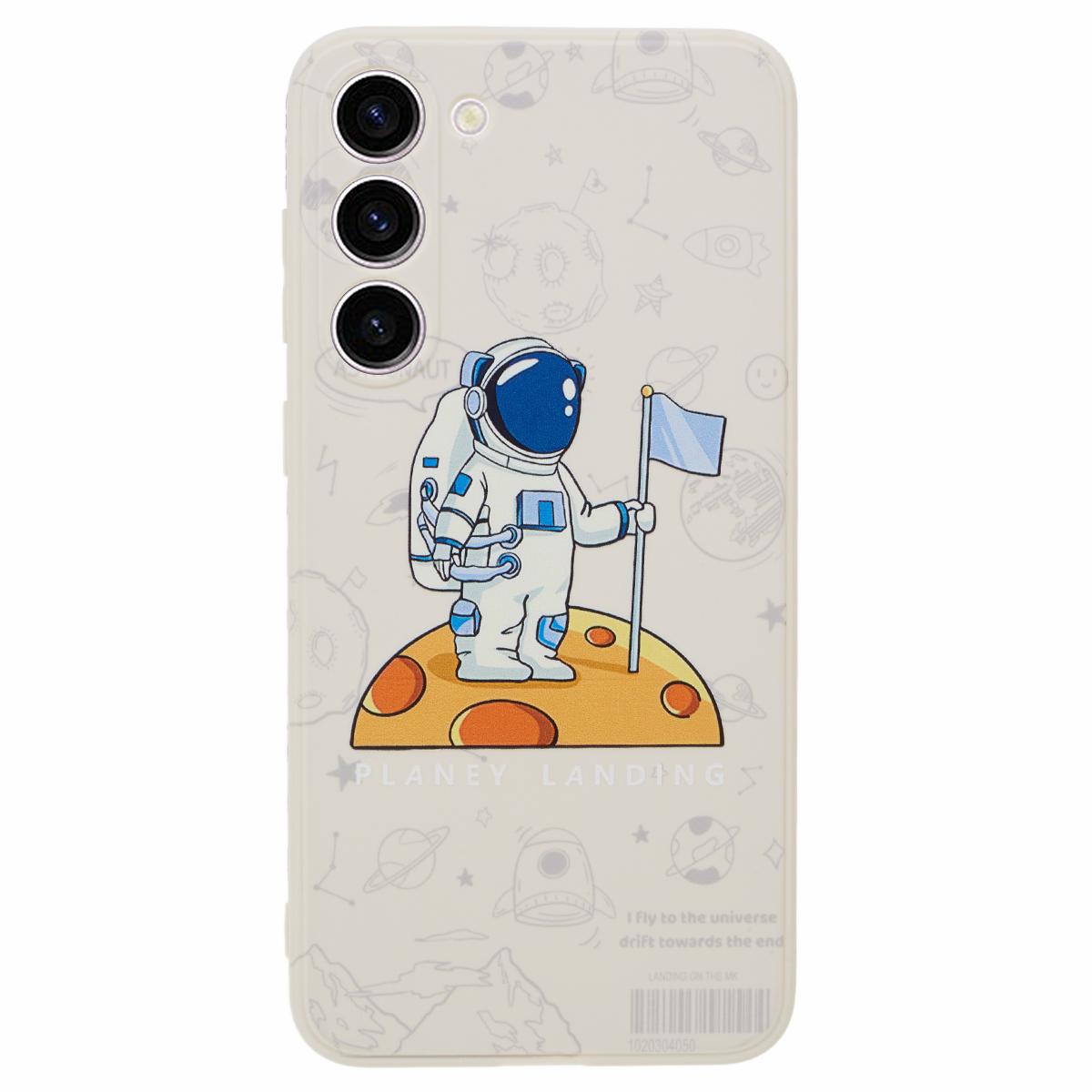 

For Samsung Galaxy S23 Cartoon Astronaut Pattern Soft TPU Case Anti-drop Precise Cutout Phone Cover Style E
