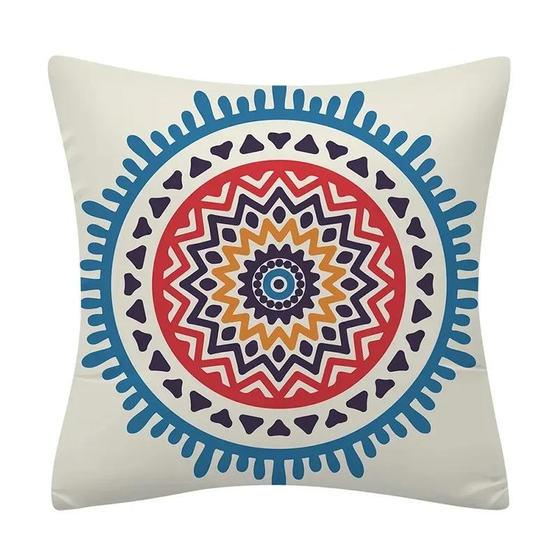 Ethnischer Stil Sofakissen Blau und Gelb Mandala Muster Kissenbezug Heimdekoration Sofa Schlafzimmer Auto Kissenbezug