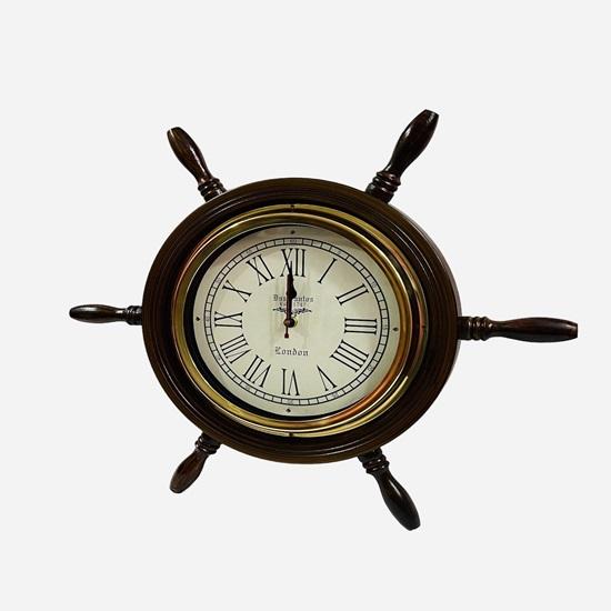 45,72 cm Nautisches Holzschiffsraddesign Wanduhr Maritime Holz Uhr Heimuhr Bürouhr Zur Dekoration