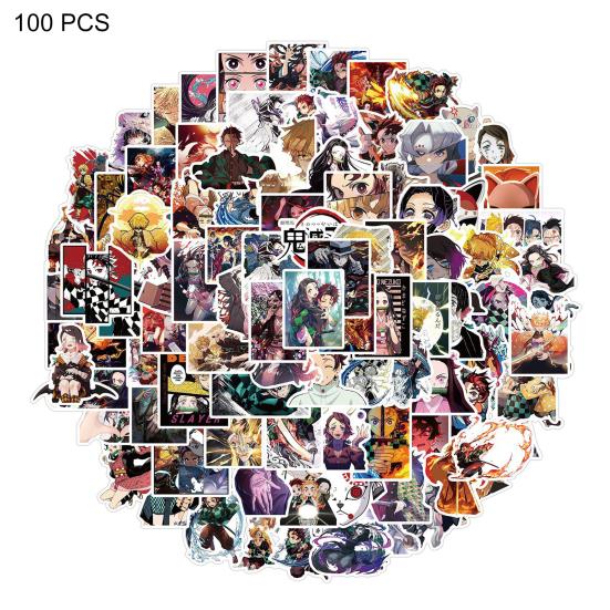 

100 шт. аниме-наклейки с мультяшным узором, водонепроницаемые, прозрачные, аниме-наклейки «Убийца демонов» для скейтборда