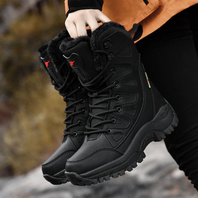 Winter Outdoor Snow Boots High Top Velvet Thickened Waterproof Non-slip Warm Cotton Shoes Couple Snowshoes