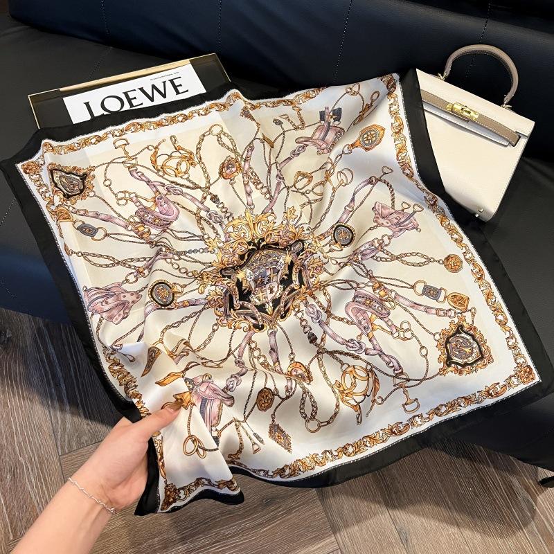 Silk scarf 71 * 71 imitation silk square scarf Korean atmosphere neck silk scarf flower pattern flower polka dot scarf