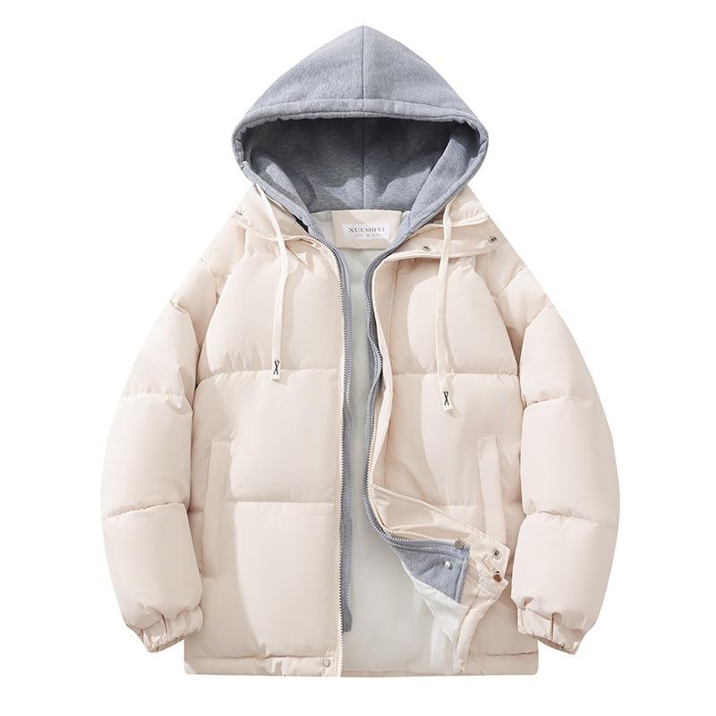 Fake Two-piece Down Jacket for Women, Winter Thickened Loose Cotton Jacket, New Cotton Jacket, Hooded Cotton Jacket