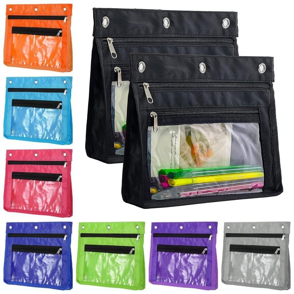 Expandable Pen Holder Binder Pouch Double Layer Pencil Case Colorful Storage Bag  Office