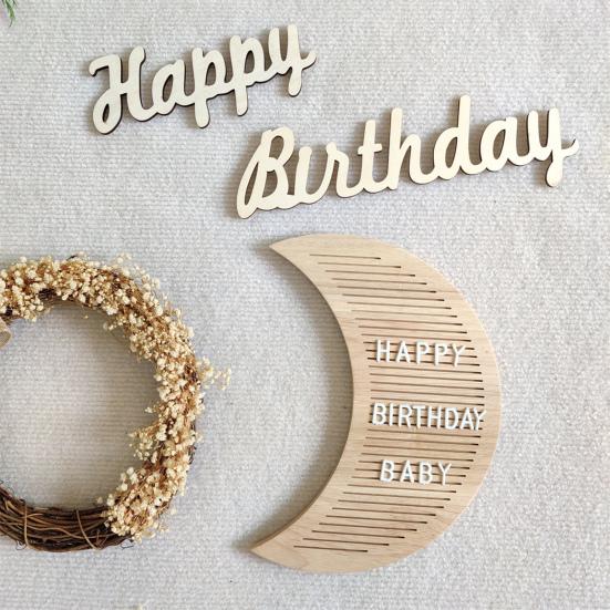 Nachrichtenbrett, modernes, veränderbares, leichtes Holz-Nachrichtenbrett, Mond-Holz-Filz-Buchstabenbrett, Holz-Buchstabenbrett für Kinderzimmer