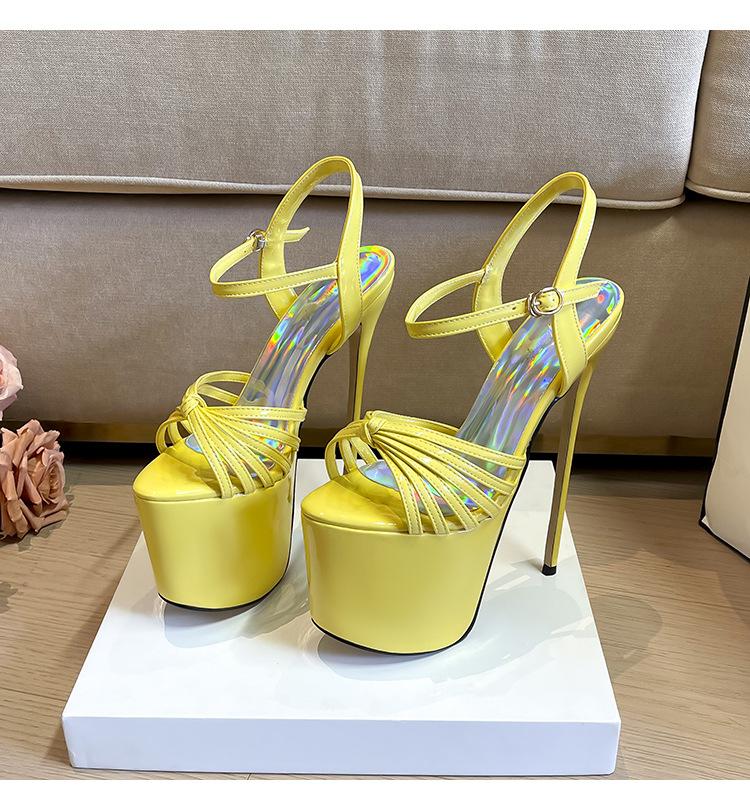 NEWWomen Gladiator Party Sandals Summer19cm 22cm Thin High Heels Platforms Shoes Peep Toe Buckle Big Size Pumps35-50