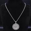 Magisk Talisman Rostfritt Stål Halsband Lyckans Hjul (Agla-INRI) Skydd av ängel Silverfärg Halsband Smycken N2832S02