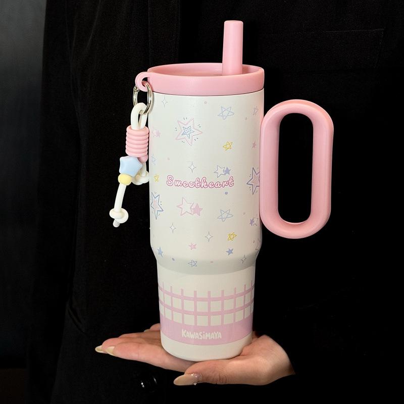 Large Capacity Insulated Thermos Cup with Straw - Giant Ice Buster 750ML