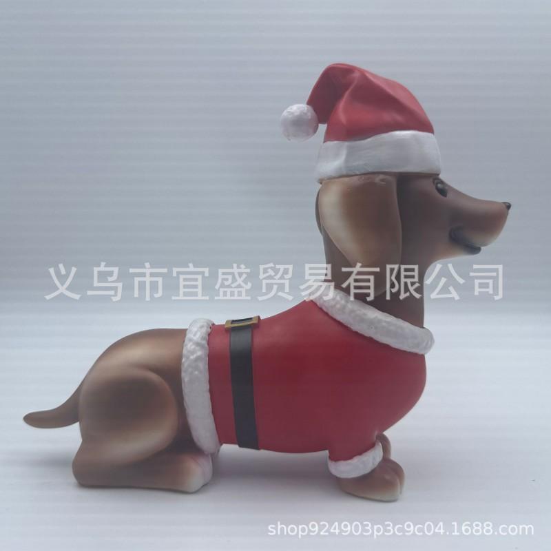 Christmas Long Leg Dog Figurine Resin Craft Home Window Entryway Decor