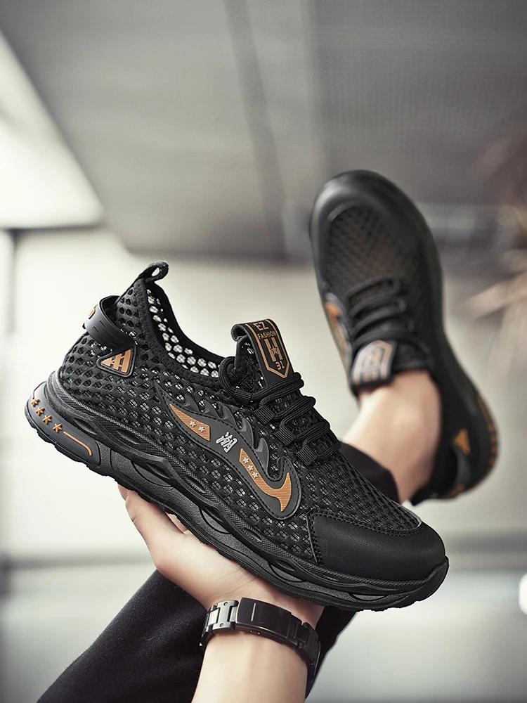 

Fashion Men s Shoes Summer Hollow Mesh Breathable Shoes Men Casual Sports Running Sneakers Fashion Comfortable Mens Beach Shoes 39 чёрный