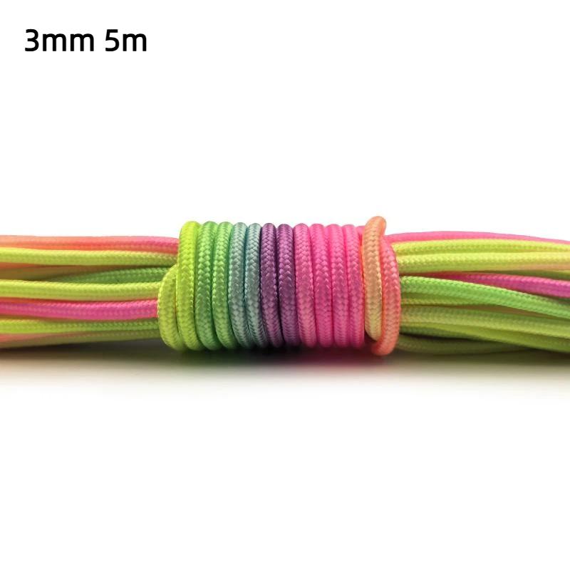 7 Strands Rainbow Paracord 2/3/4mm Parachute Rope Perfect for DIY Bracelet Making Backpacking Outdoor Survival Activities