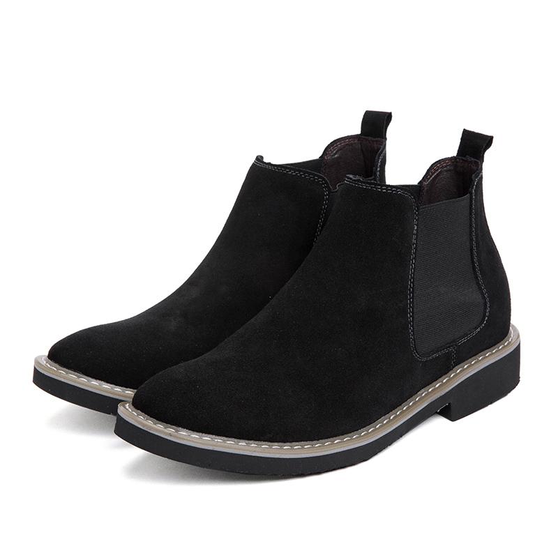 

Мужские ботинки Уличные повседневные кожаные ботинки Высокие Противоскользящие ботинки Мужские Износостойкие Легкие ботинки для мужчин 46 чёрный