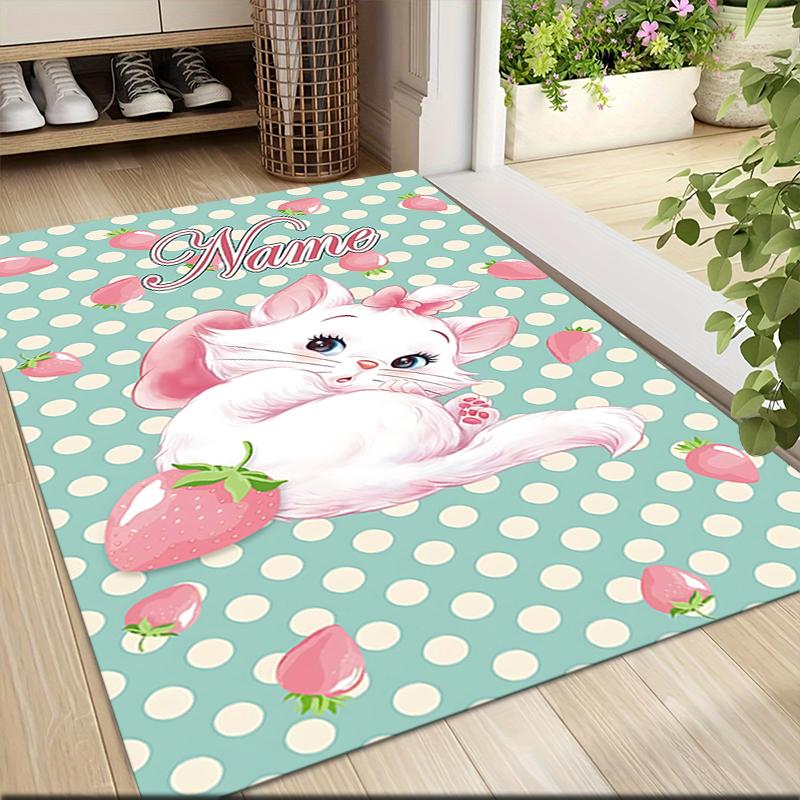 Custom Name Cheshire Cat Hearts Theme Carpet Rug Customizable Soft Washable Anti-Slip Home Living Room Sofa Mats Personalized Rug. 0909416