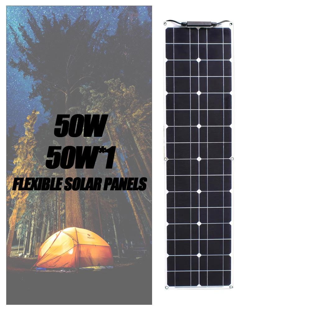 

50 Вт/100 Вт/150 Вт/200 Вт Гибкая солнечная панель 12 В зарядное устройство для аккумулятора Монокристаллический кремний Подходит для автофургонов, палаток, автомобилей и т. д. 50W