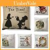 Cartoon Alice In Wonderland Cotton Linen Cushion Cover For Any Room**