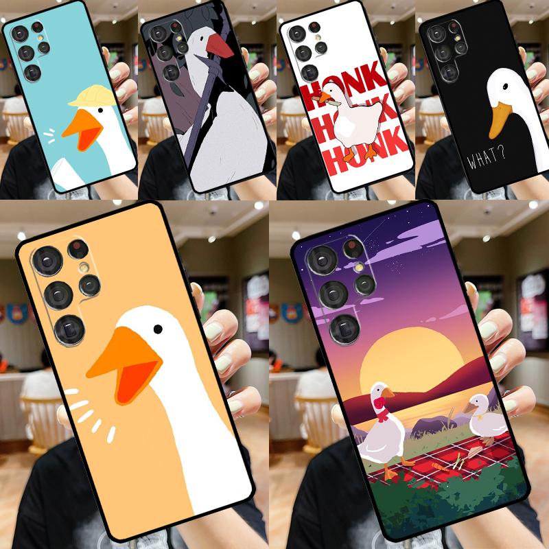 Cartoon Funny Goose Case For Samsung Galaxy S21 S22 S23 S24 Ultra Note 20 Note 10 S8 S9 S10 Plus S20 FE Cover