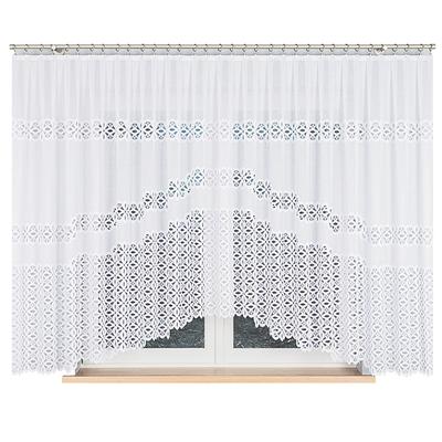 Adrianna - Ready-made Jacquard Curtain with Bottom Trim - 400X160 - White