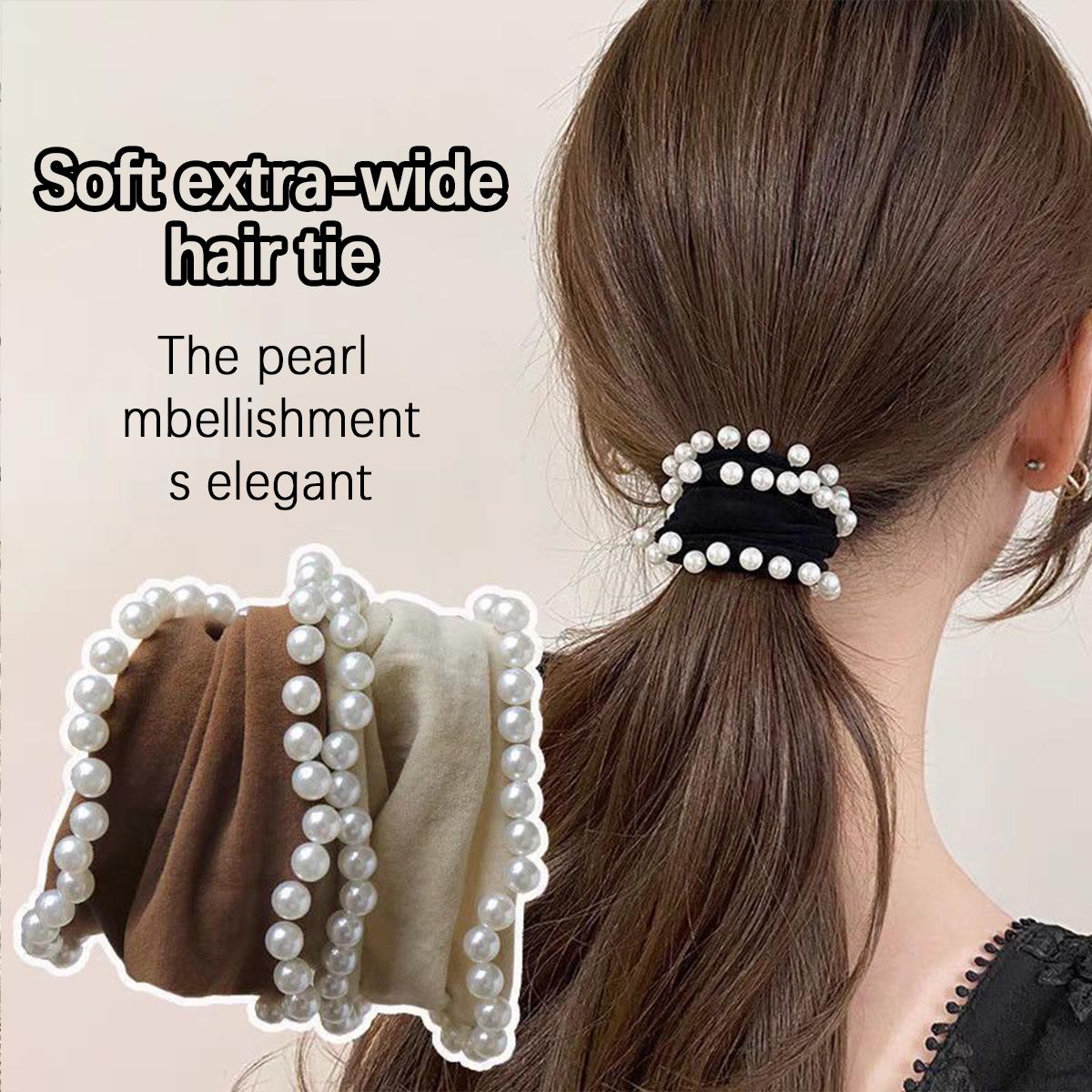 

High-value, seamless, ultra-wide wristband, hair ring, pearl head rope, ponytail, balls, hair rope headdress Size fits all
