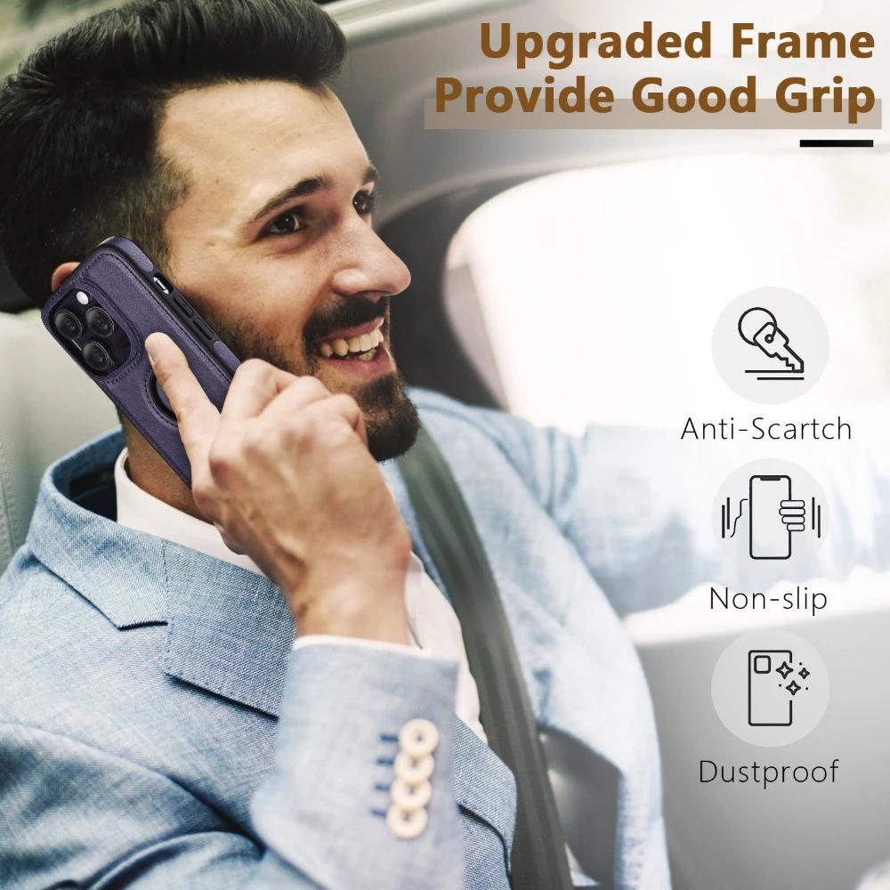 Capa de Couro Fina Ultrafina para Negócios Para iPhone 16E 16 15 14 13 12 11 Pro Max Mini XS XR X 7 8 Plus Capa de Telefone à Prova de Choque