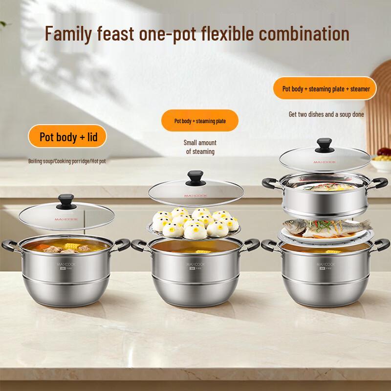 maxcook Dampfgarer & Suppentopf aus Edelstahl