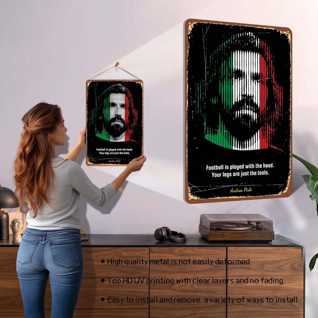 Andrea Pirlo Football Player Metal Posters Wall Art of Murals Custom Made Metal Tin Sign Plaque for Wall Decoration Retro Decor