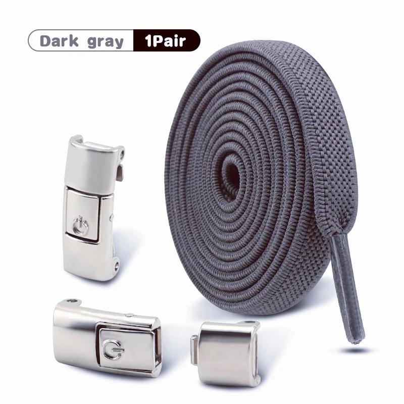 1/2Pair 8MM Flat No Tie Shoelaces Elastic Shoelace Metal Buckle Shoelaces Without Ties Sneakers Children Laces Shoe Accessories