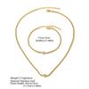2pcs Set Minimalist Personality Stainless Steel Round Zircon Pendant Necklace Bracelet Set Women's Trendy Commuting Jewelry Sets