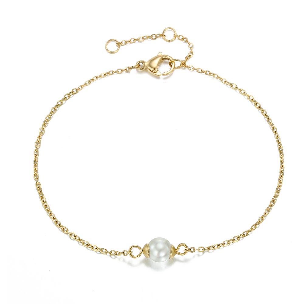 eManco Minimalist Stainless Steel Bracelets for Women Sea Imitation pearls Bracelet Women Charm Bracelet Jewelry