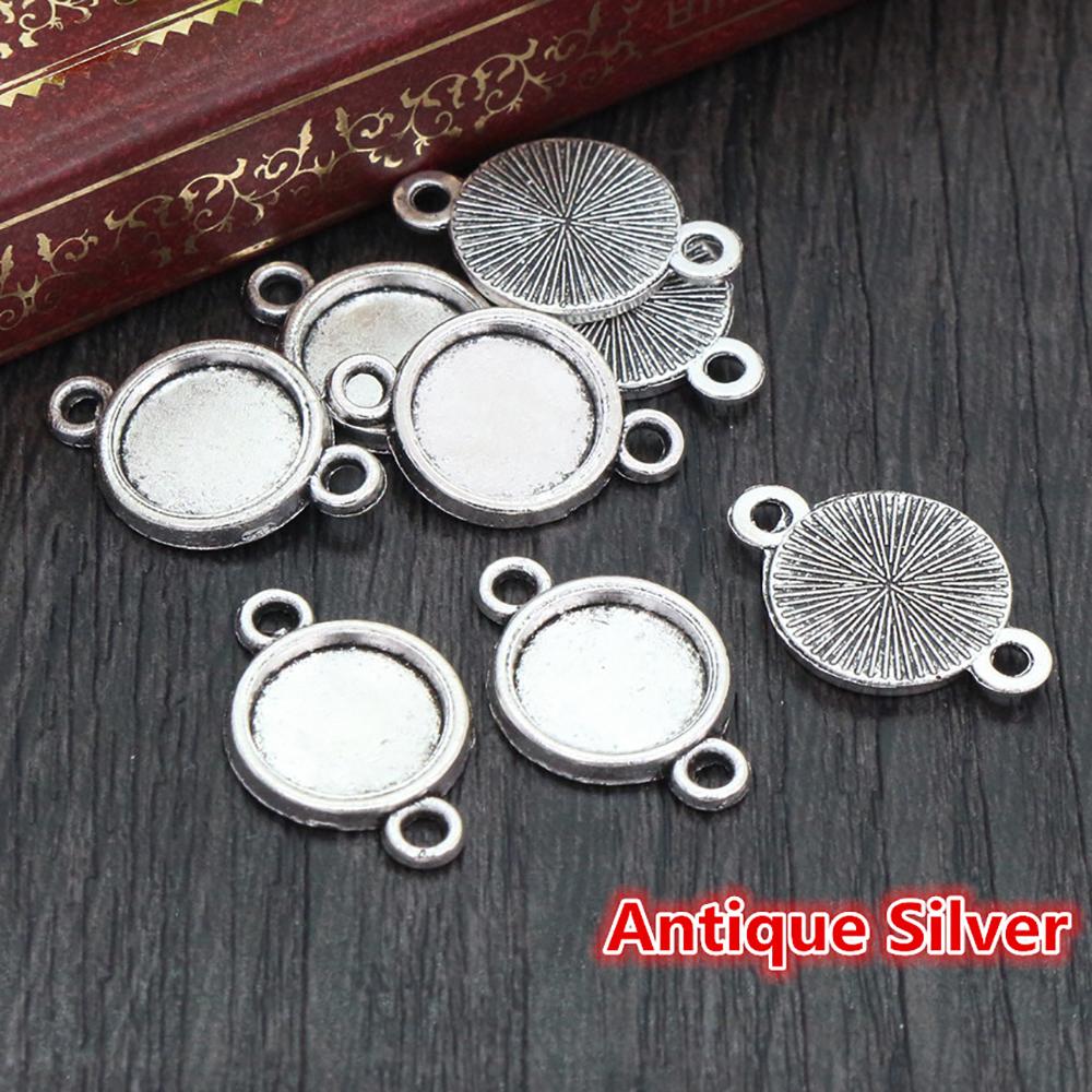 50pcs 8 10mm Inner Size Classic 7 Colors Plated One Sided Single Hanging Simple Style Cabochon Base Setting Charms Pendant