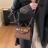 Top Brand PU Leather Shoulder Bags For Women 2025 Black Stone Pattern Crossbody Bag Female Travel Handbags Small Square Bag