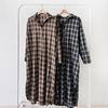 New ArrivalS Open Run Women S Check Pattern Collar Neck Side Slit caSual Longmax