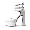 European/american Style Summer Thick Heels High Heels Wrapped Sandals Women's Pointed Belt Buckle Fashionable Women's Shoes