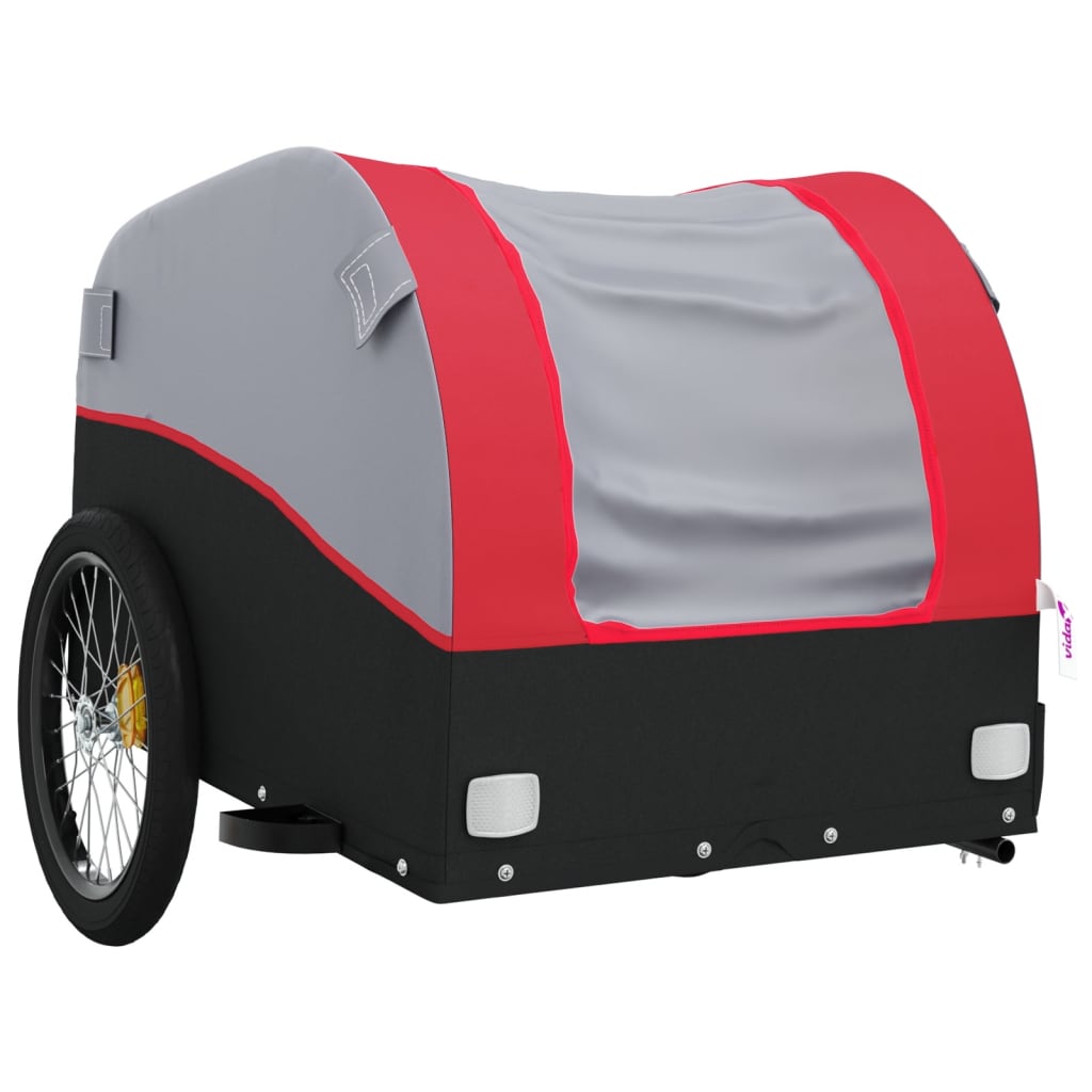 Vidaxl Przyczepka Rowerowa, Czarno-Czerwona, 45 Kg, Żelazo