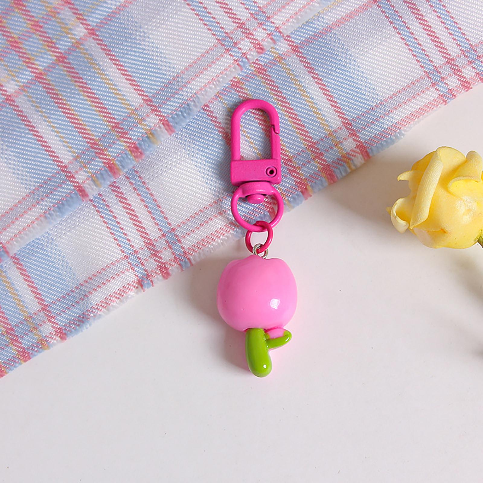 

Корейский стиль конфетный цвет тюльпан цветок кулон брелок сумка украшения наушники чехол украшения автомобиль ключи аксессуары